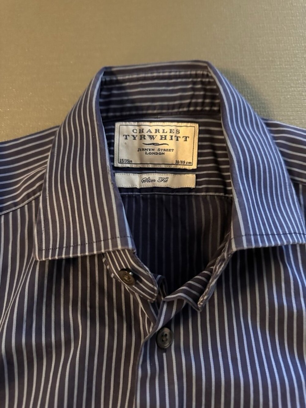 Charles Tyrwhitt Slim Fit Blue Stripe Shirt 15/35